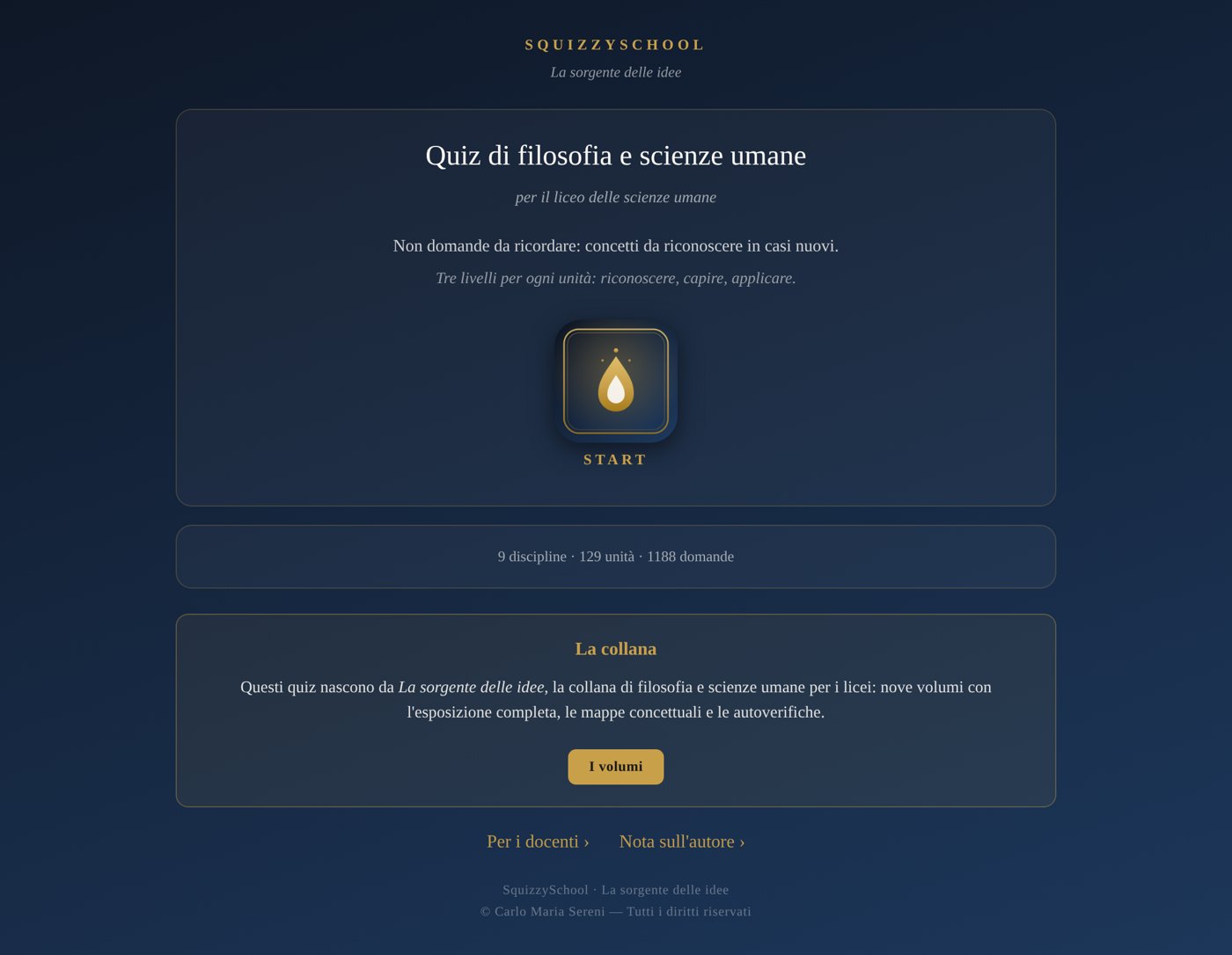 La pagina iniziale dell'app SquizzySchool